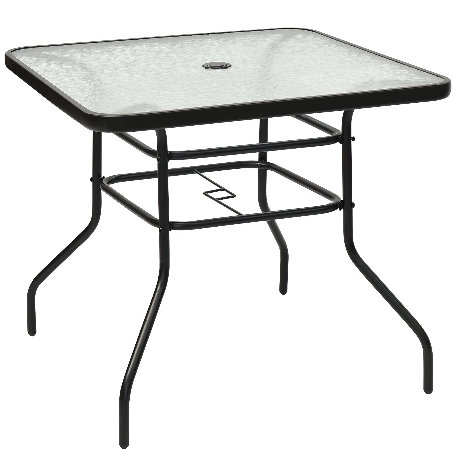 Terrassentisch Rechteckiger Kaffeetisch mit Tischplatte Bistrotisch Gartentisch Glastisch Schwarz