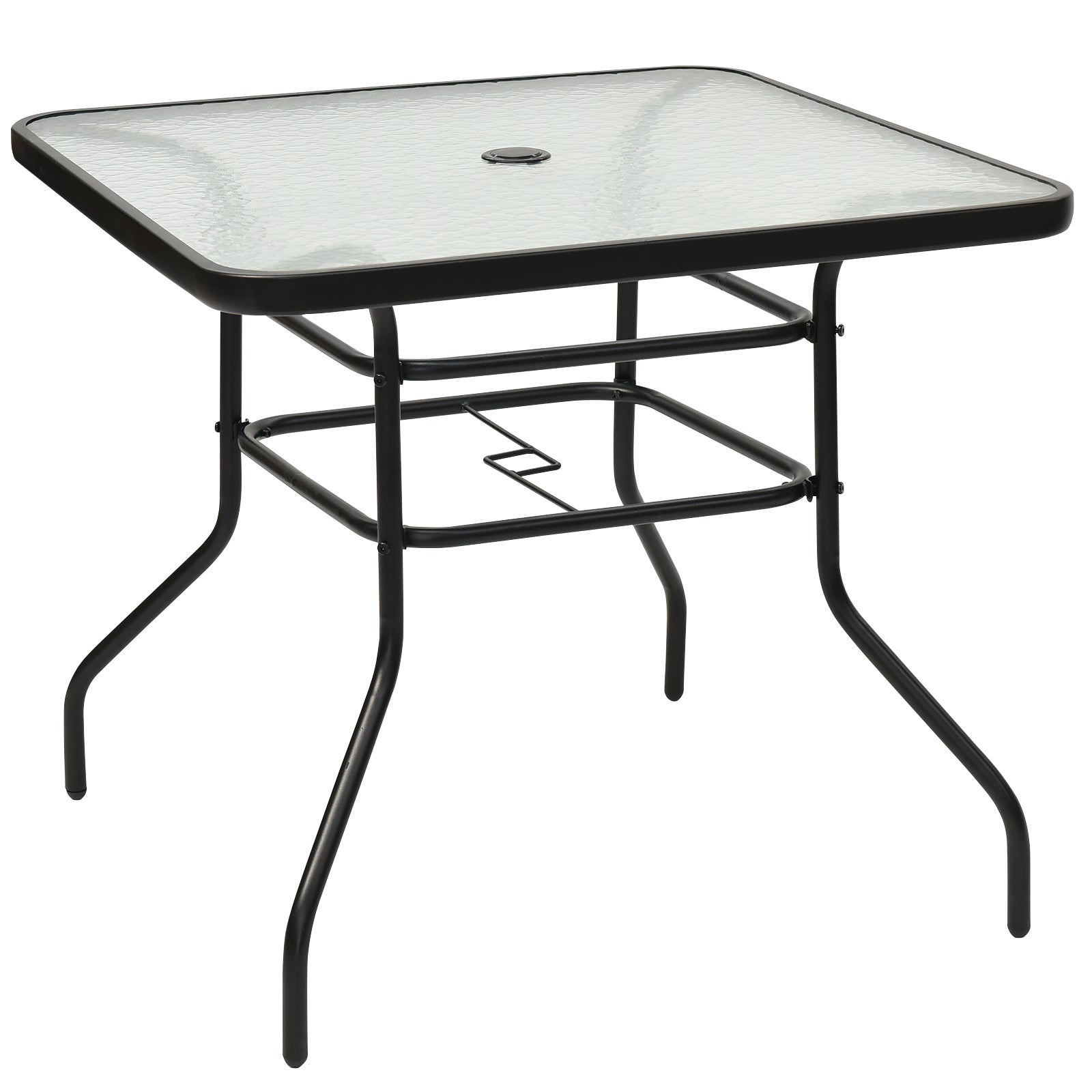Terrassentisch Rechteckiger Kaffeetisch mit Tischplatte Bistrotisch Gartentisch Glastisch Schwarz