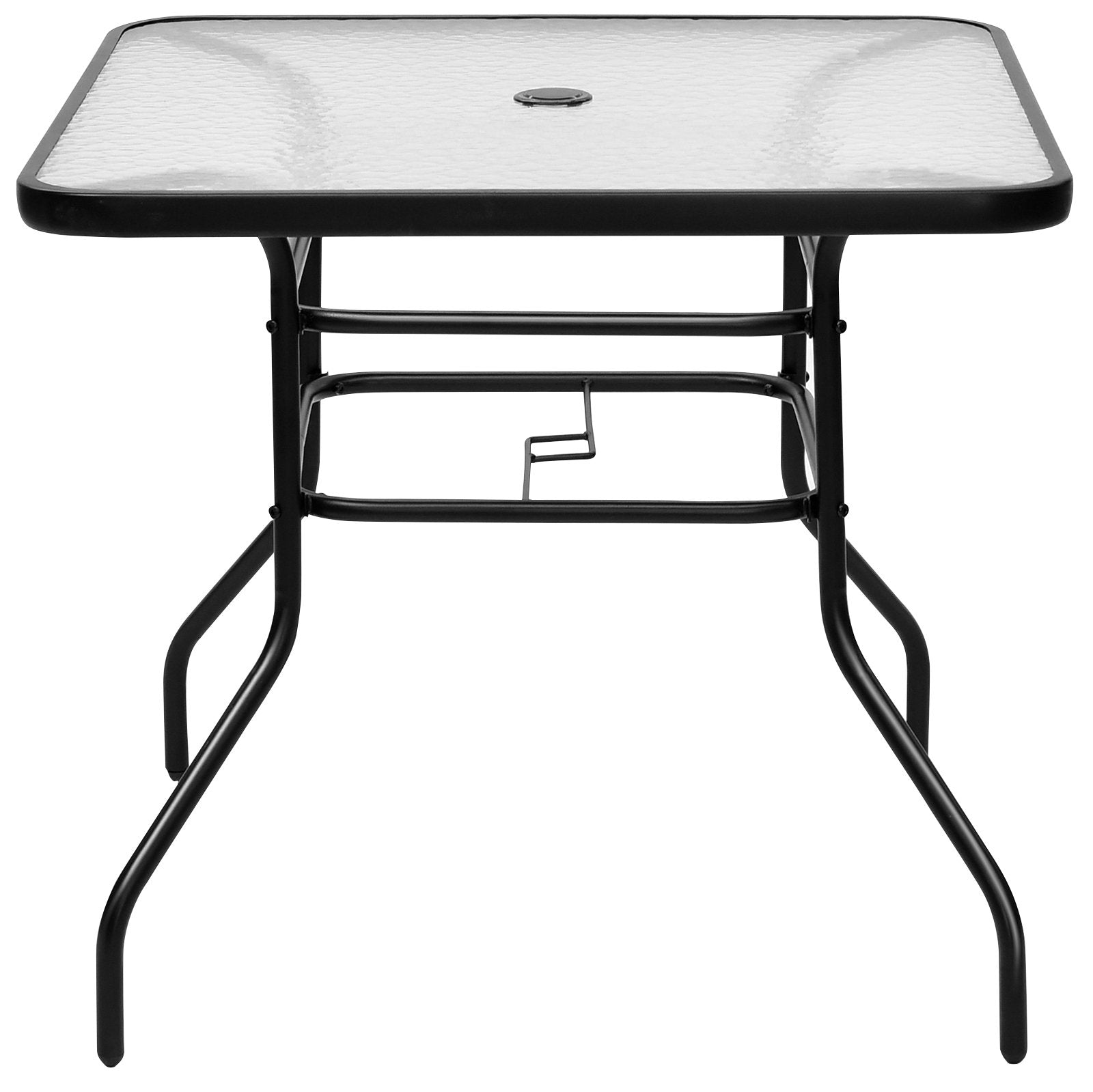 Terrassentisch Rechteckiger Kaffeetisch mit Tischplatte Bistrotisch Gartentisch Glastisch Schwarz