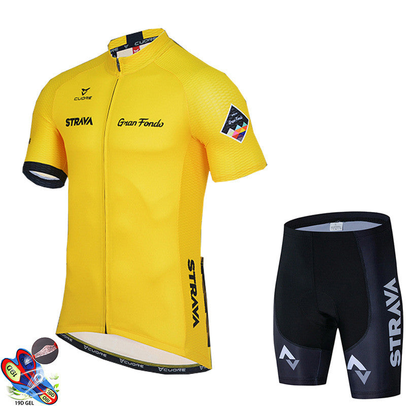 New Strava Cycling Jersey Short Sleeve Suit Summer Road Bike Mountain Bike Bicycle Breathable Perspiration