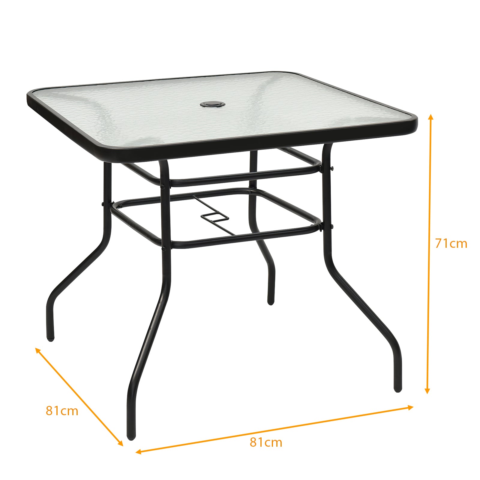 Terrassentisch Rechteckiger Kaffeetisch mit Tischplatte Bistrotisch Gartentisch Glastisch Schwarz