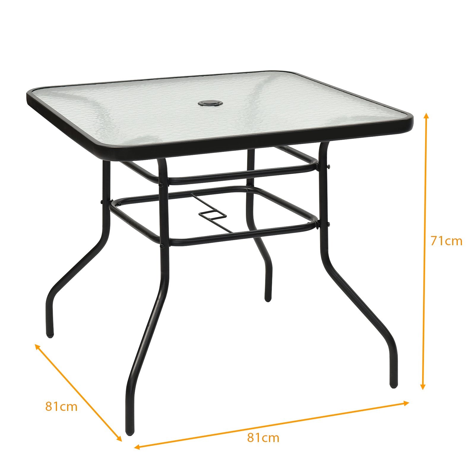 Terrassentisch Rechteckiger Kaffeetisch mit Tischplatte Bistrotisch Gartentisch Glastisch Schwarz