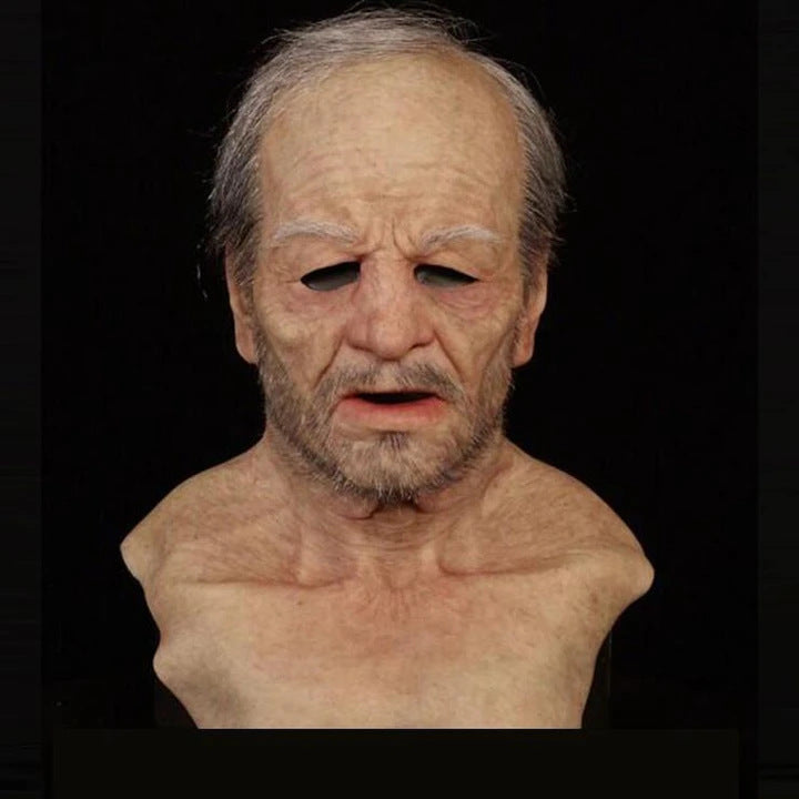 Alter Mann Maske weißes Haar weißer Bart Kopfbedeckung Halloween