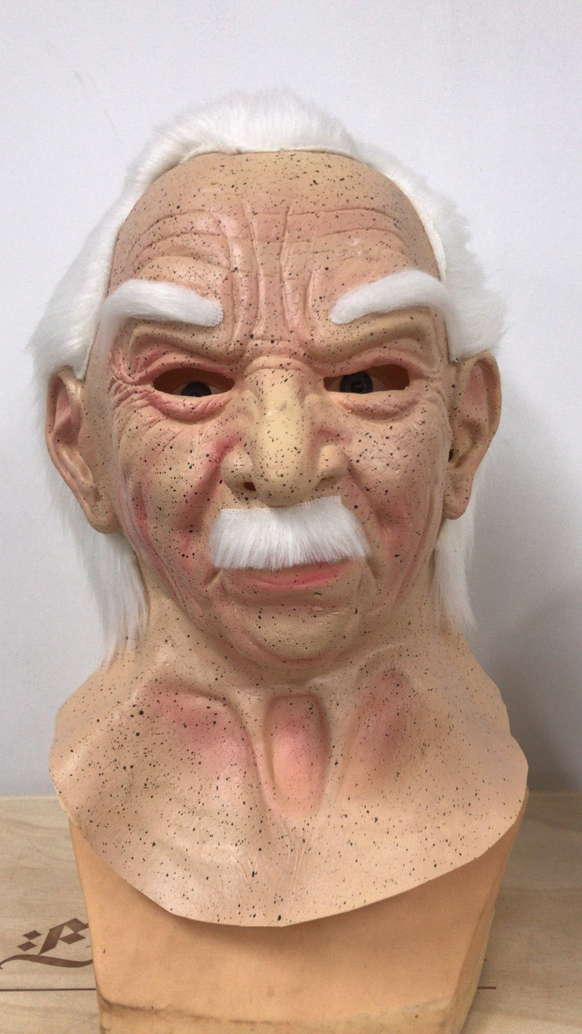 Alter Mann Maske weißes Haar weißer Bart Kopfbedeckung Halloween