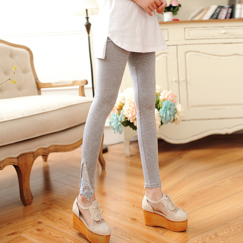 XS-7XL Leggings Damen Baumwolle Spitze Dekoration Leggings Leggins Plus Size Lange Leggings