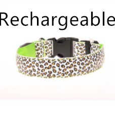 LED-Hundehalsband, sicher, verstellbares Nylon-Leoparden-Haustierhalsband