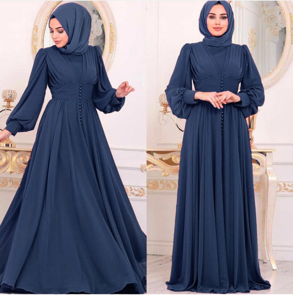 Muslimische Damenbekleidung, langärmliges Chiffonkleid