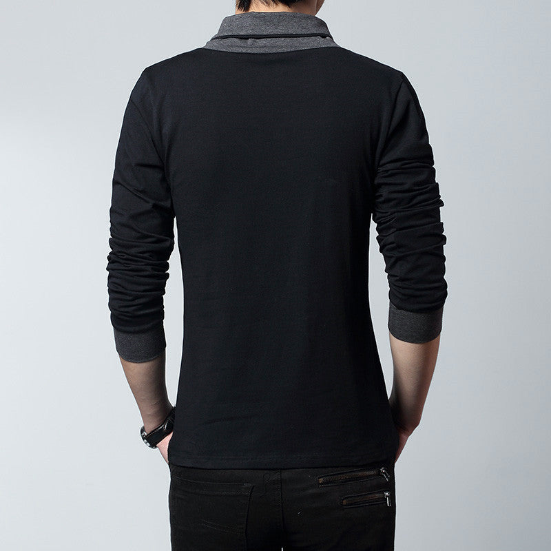 Neues Herren-Langarm-T-Shirt für Frühling und Herbst, Herrenbekleidung mit V-Ausschnitt