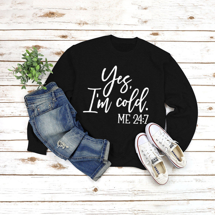 Loose Casual Letters Round Neck Print Sweatshirt