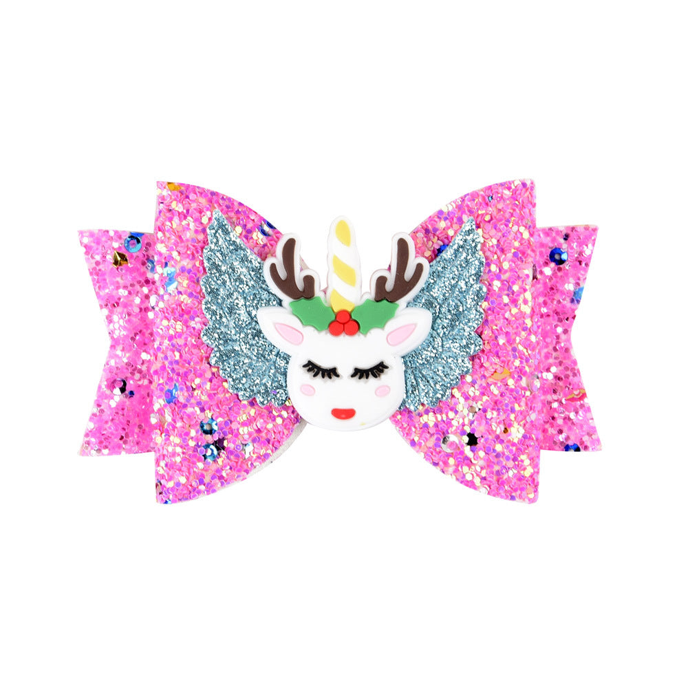 Bright Glitter Children Hair Clips Kids Fairy Bow Princess Hairgrips Flexible Hair Bow Headwear