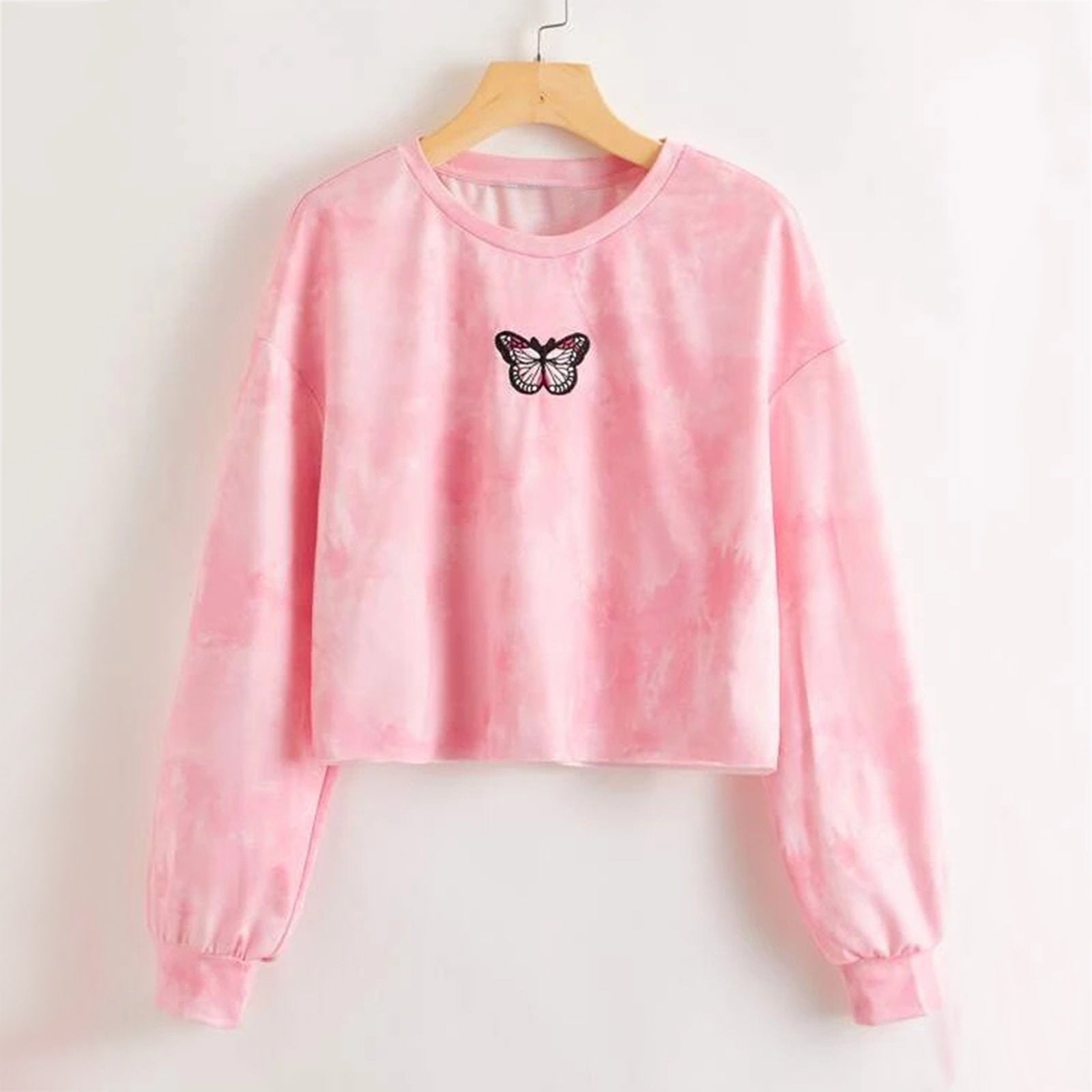 Hoodies Women Rainbow Tie Dye Print Women's Sweatshirt Autumn Cropped Hoodie Harajuku Streetwear Crop Top Hoodie Moletom