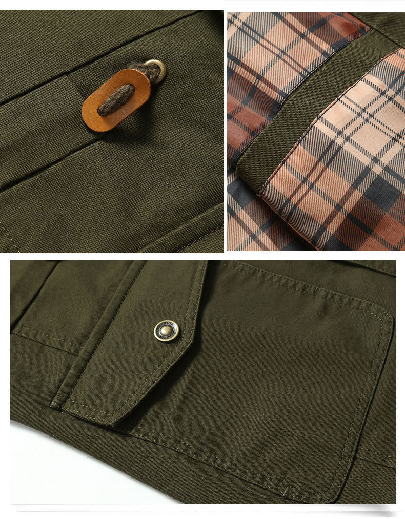 Military Style Mid Length Military Uniform Cotton Jacket