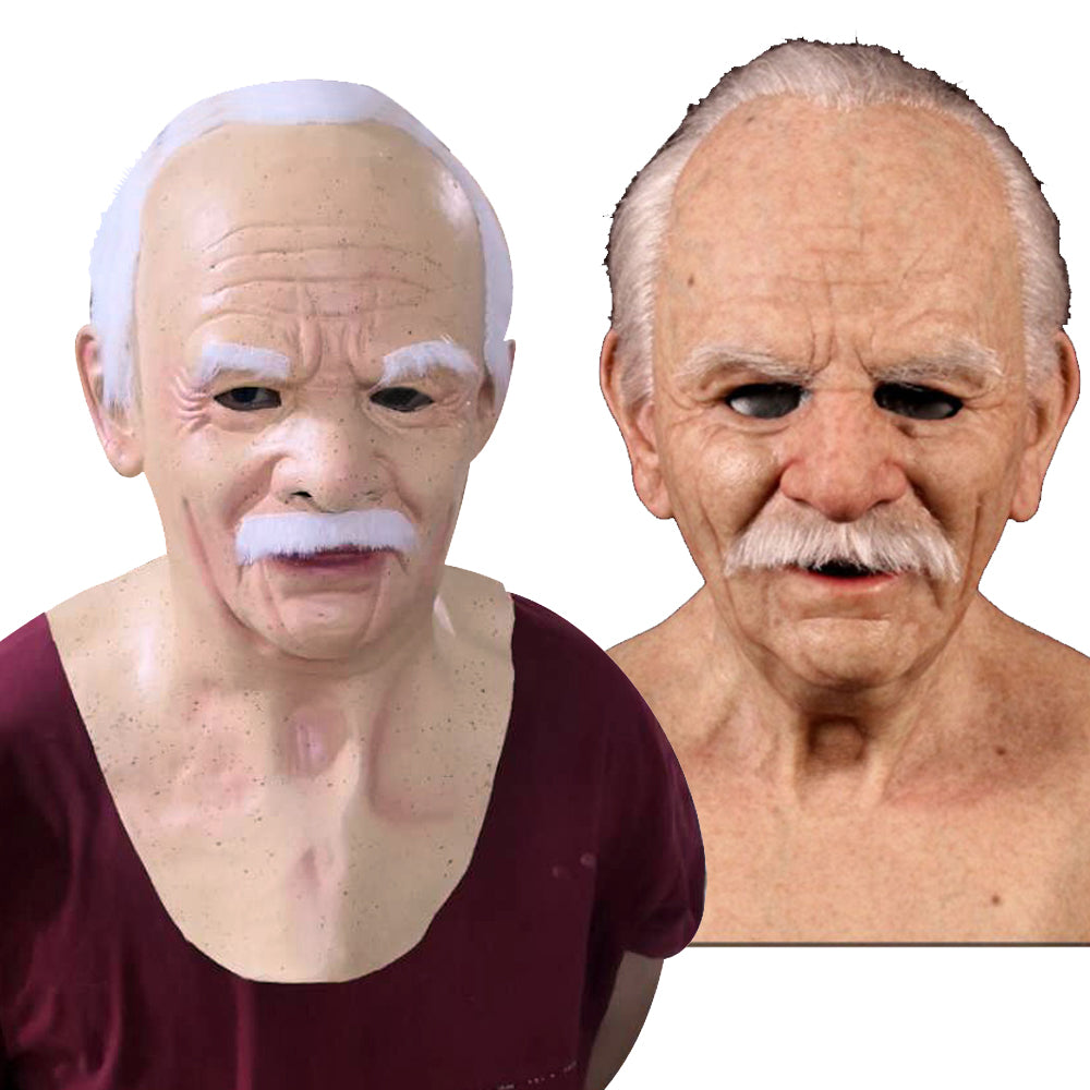 Alter Mann Maske weißes Haar weißer Bart Kopfbedeckung Halloween