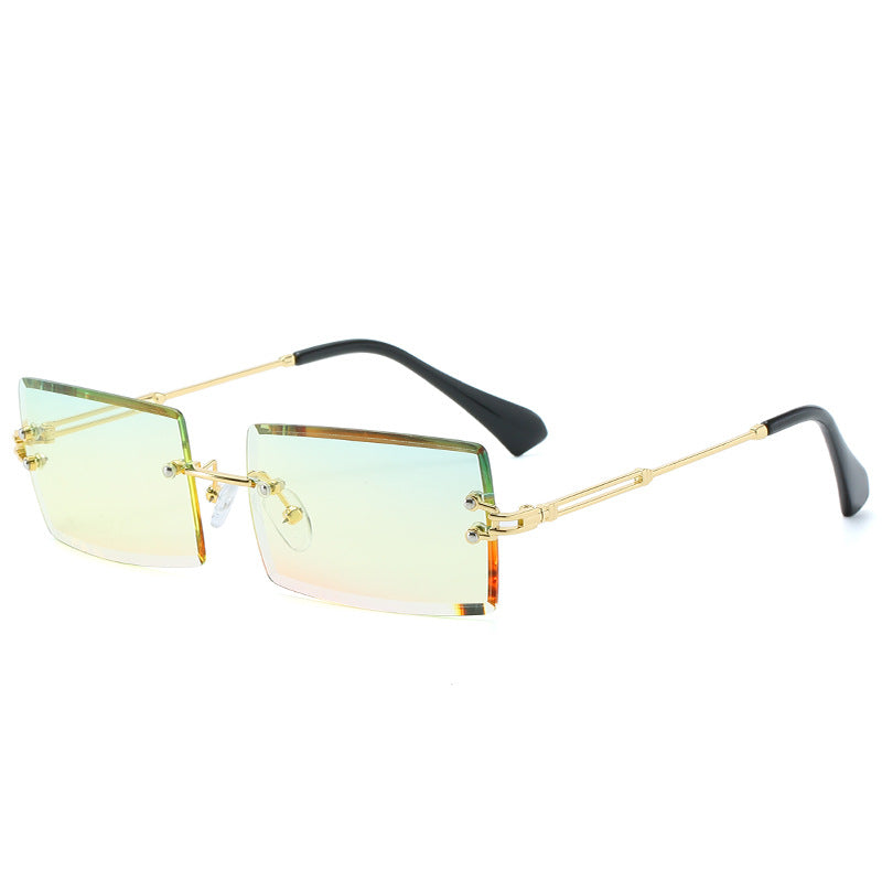 Modische, neue, randlose, quadratische Sonnenbrille mit Schnittkante