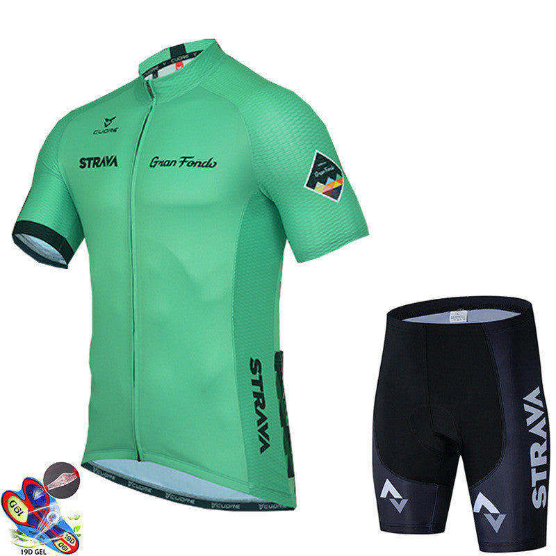 New Strava Cycling Jersey Short Sleeve Suit Summer Road Bike Mountain Bike Bicycle Breathable Perspiration