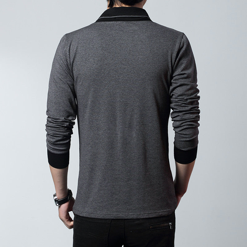 Neues Herren-Langarm-T-Shirt für Frühling und Herbst, Herrenbekleidung mit V-Ausschnitt