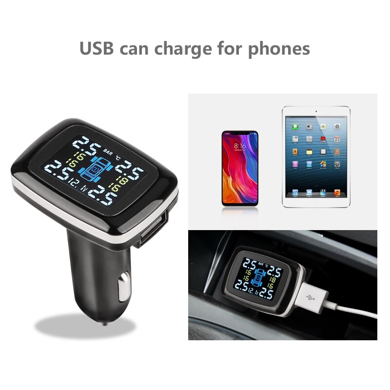 Reifendrucküberwachungssystem, Sensoren, Zigarettenanzünder, USB-Anschluss, automatische Sicherheitsalarmsysteme, Reifendruck