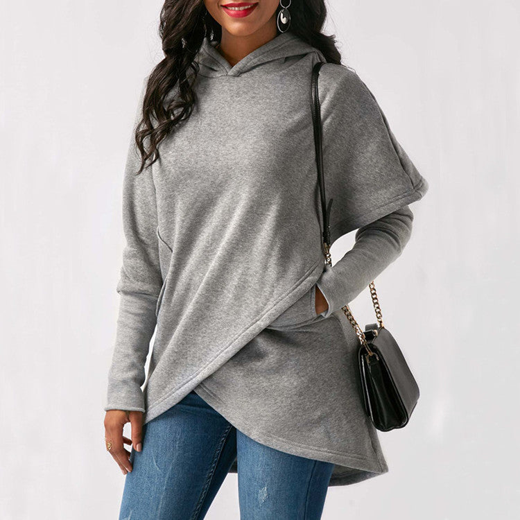 Irregular hooded sweater