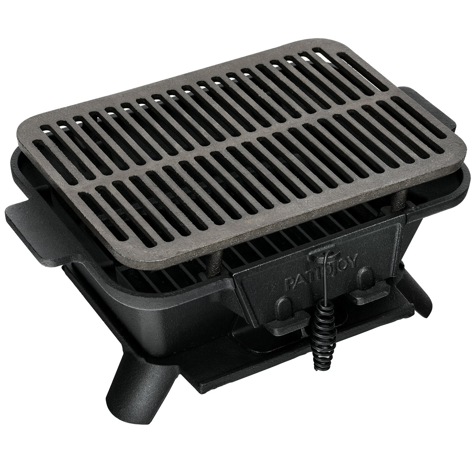 Holzkohlegrill tragbarer gusseiserner Barbecue-Grill BBQ Minigrill Tischgrill für Picknick 40x27x18cm Schwarz