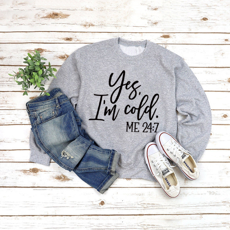 Loose Casual Letters Round Neck Print Sweatshirt