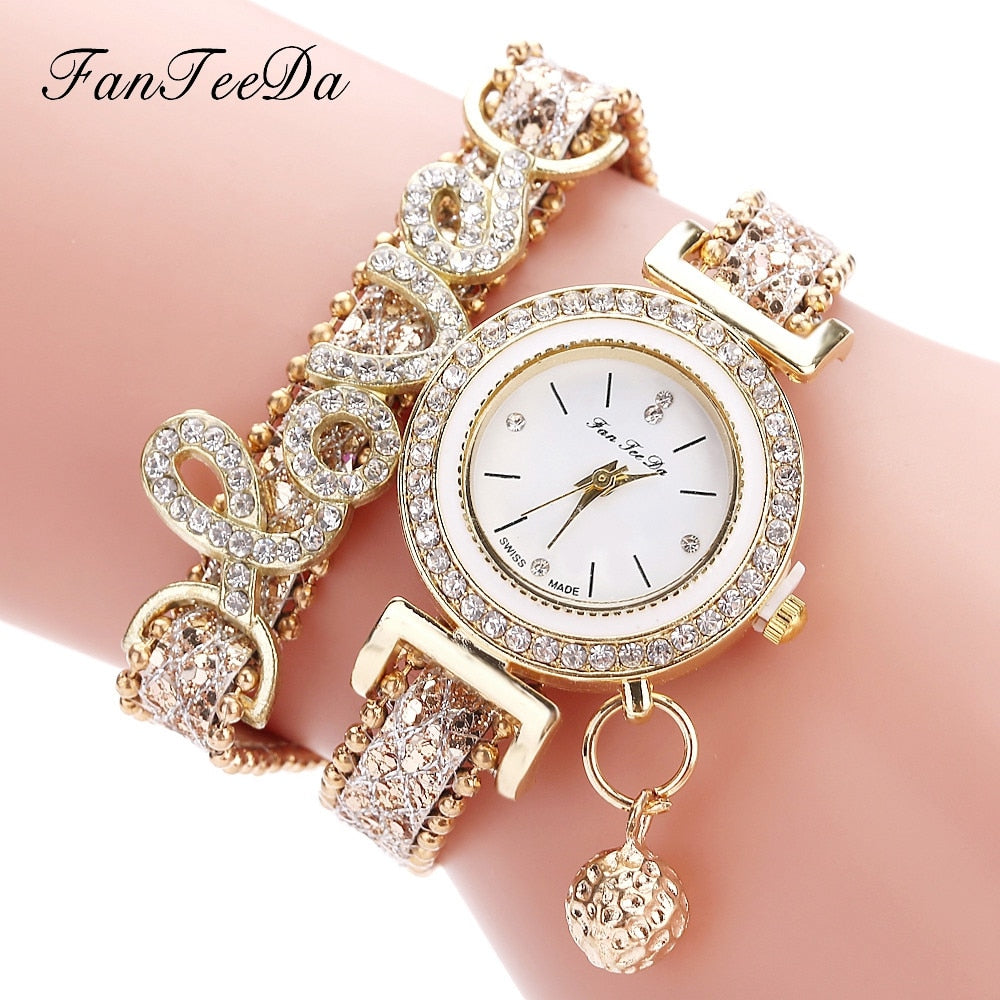 FanTeeDa Marke Frauen Armband Uhren Damen Uhr Strass Uhr Frauen Mode Kleid Armbanduhr Relogio Feminino Geschenk