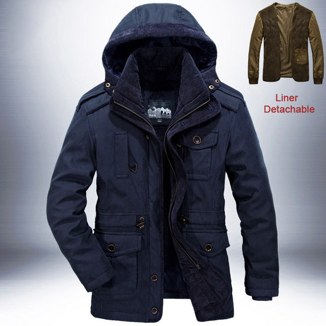 Two-piece men's lamb wool detachable parka coat
