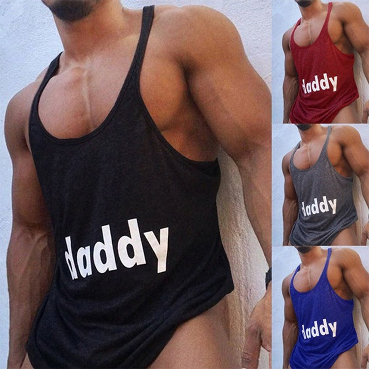 Bodybuilding-Tanktop mit Spaghettiträger-Print