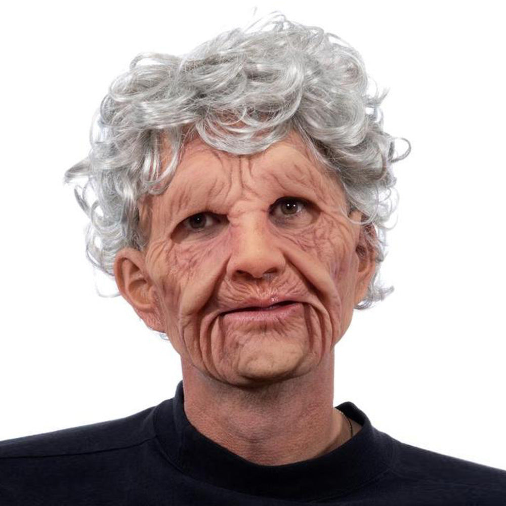 Alter Mann Maske weißes Haar weißer Bart Kopfbedeckung Halloween