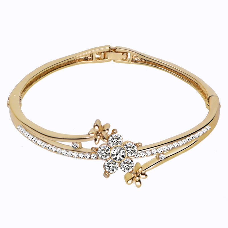 Mode Luxus Diamant Quarzuhr Doppelschicht Diamant Armband 2PCs