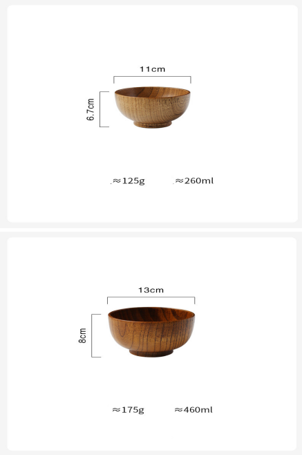 Holzschüssel, japanischer Stil, Holz, Reis, Suppenschüssel, Salatschüssel, Lebensmittelbehälter, große kleine Schüssel für Kinder, Geschirr, Holzutensilien