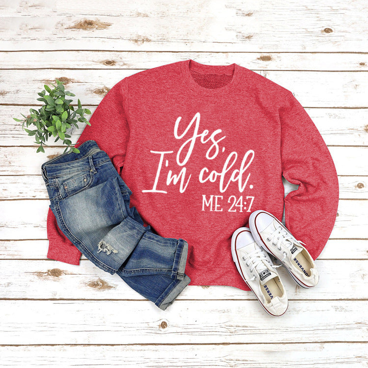 Loose Casual Letters Round Neck Print Sweatshirt
