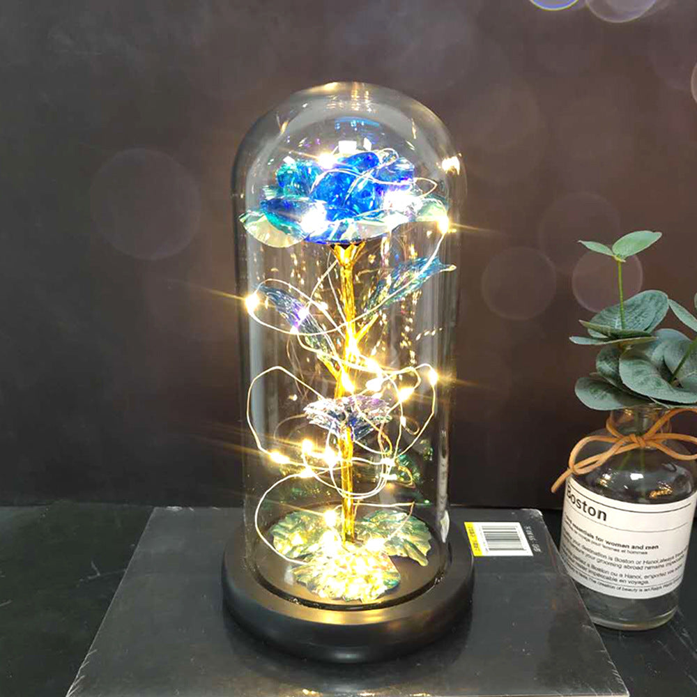 Muttertag, Hochzeitsgeschenke, Brautjungferngeschenk, unsterbliche Simulation, Rosenglasabdeckung, leuchtende LED-Verzierung