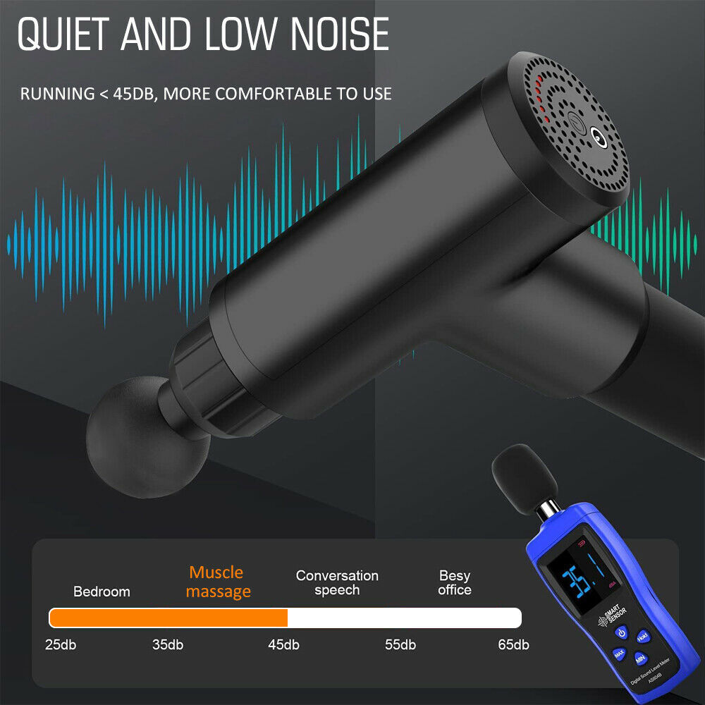 Massagepistole, Percussion-Massagegerät, tiefe Gewebemuskulatur, vibrierend, entspannend, mit 4 Köpfen