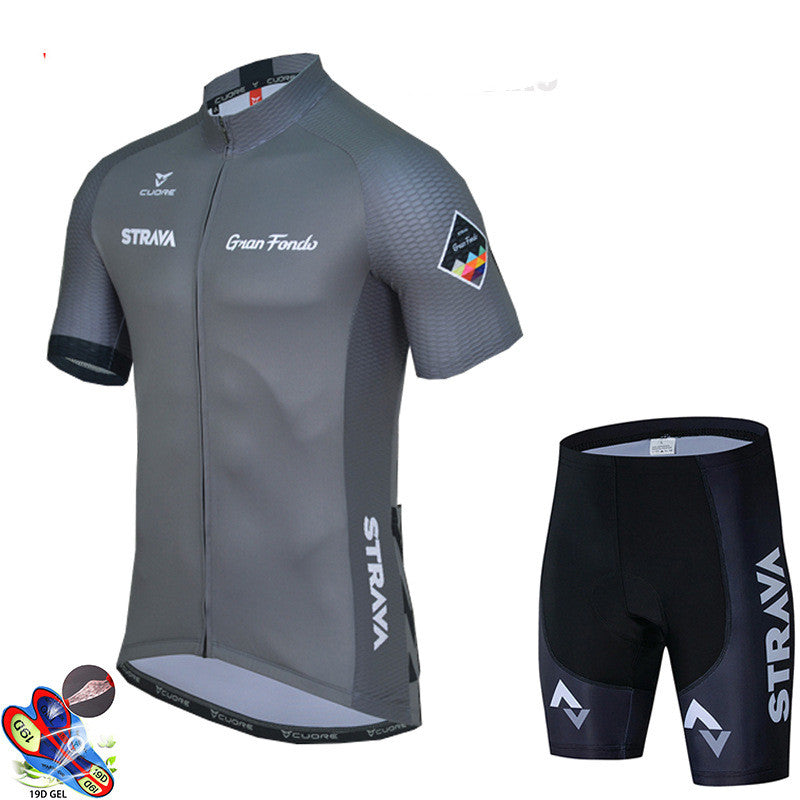 New Strava Cycling Jersey Short Sleeve Suit Summer Road Bike Mountain Bike Bicycle Breathable Perspiration