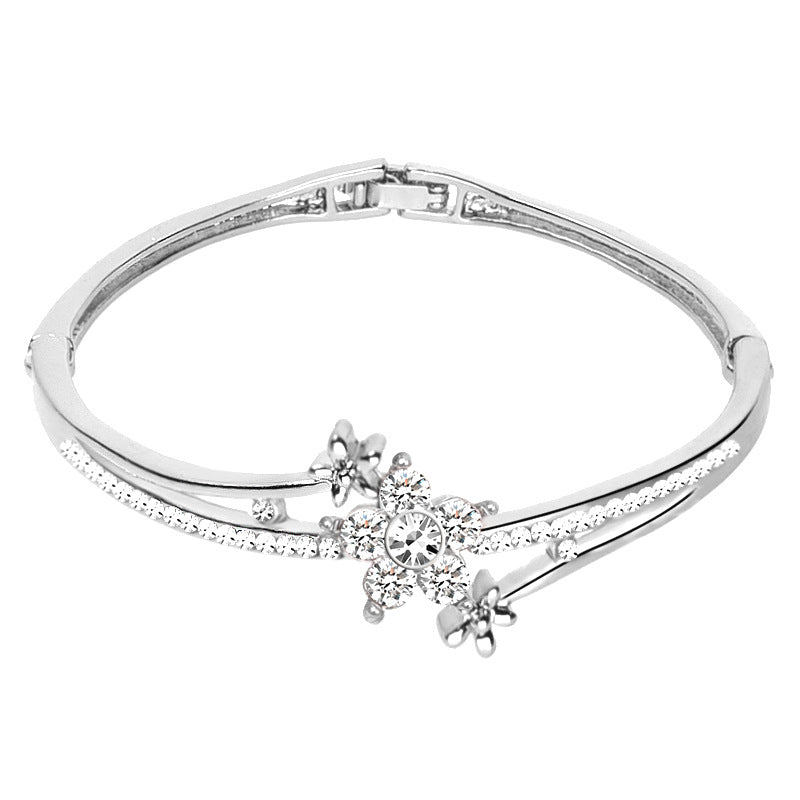 Mode Luxus Diamant Quarzuhr Doppelschicht Diamant Armband 2PCs