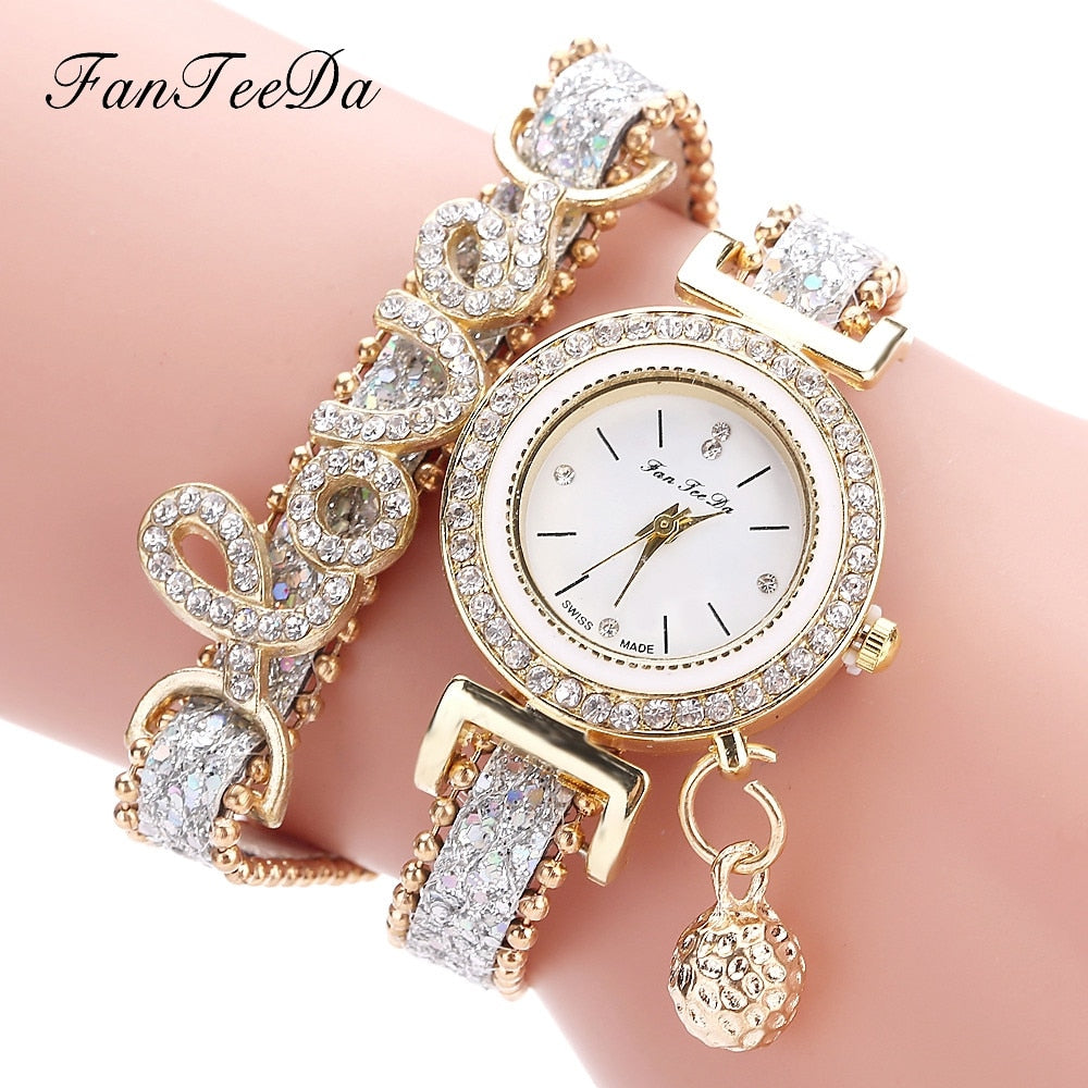FanTeeDa Marke Frauen Armband Uhren Damen Uhr Strass Uhr Frauen Mode Kleid Armbanduhr Relogio Feminino Geschenk