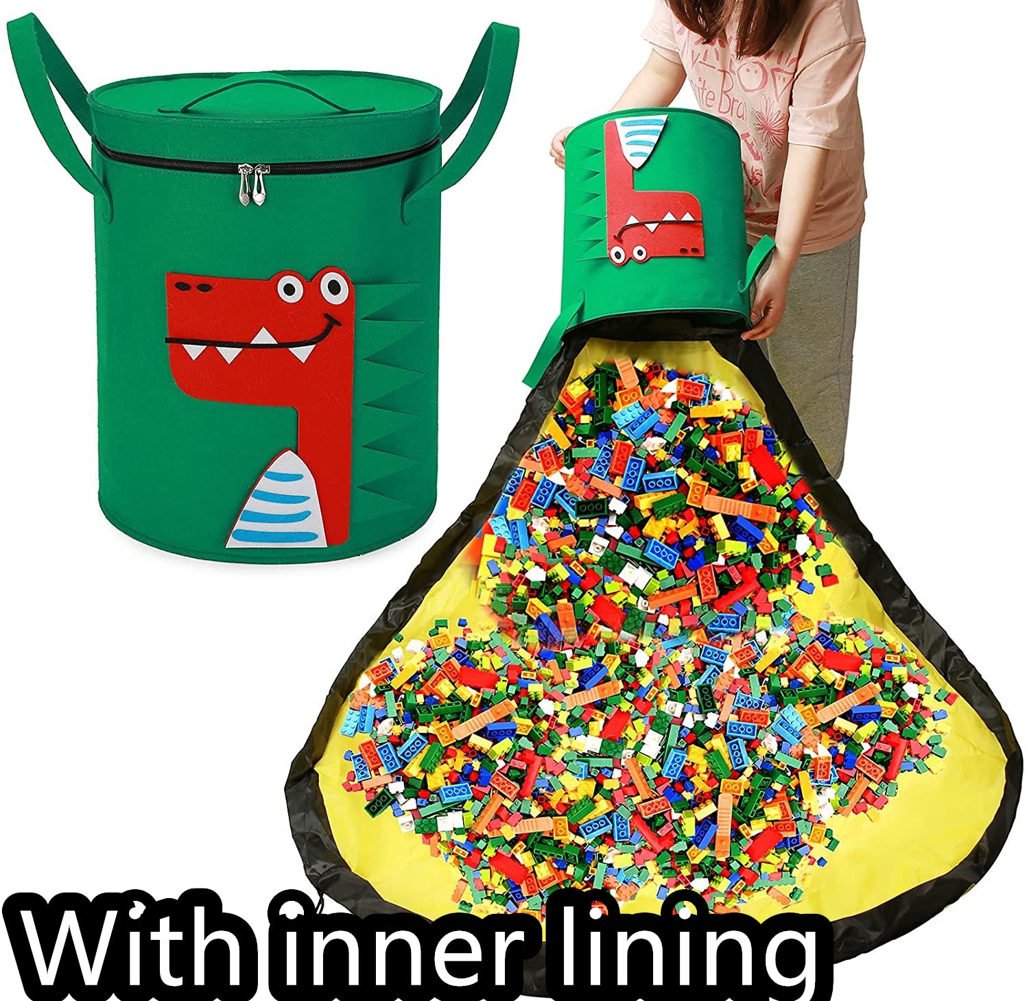 Filz-Aufbewahrungstasche, Spielzeug-Spielmatte, 2-in-1-Zugseil