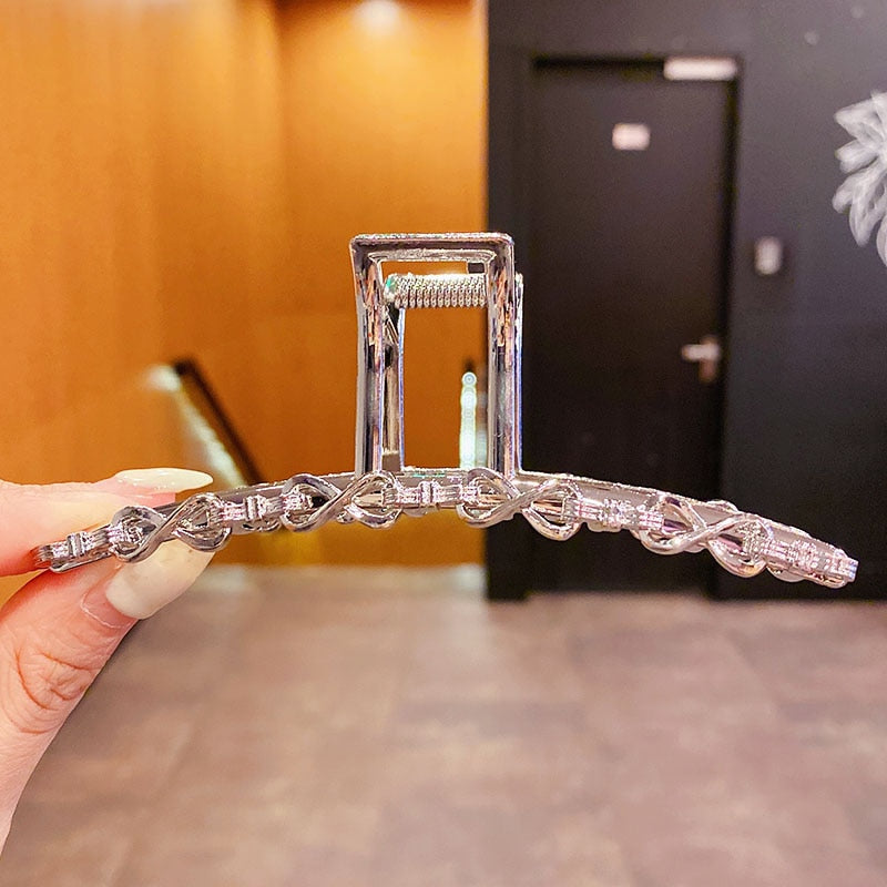 Elegante Gold Silber Hohl Geometrische Metall Haar Klaue Für Frauen Lange Dicke Haar Halter Haar Klaue Clip Mode Haar Zubehör