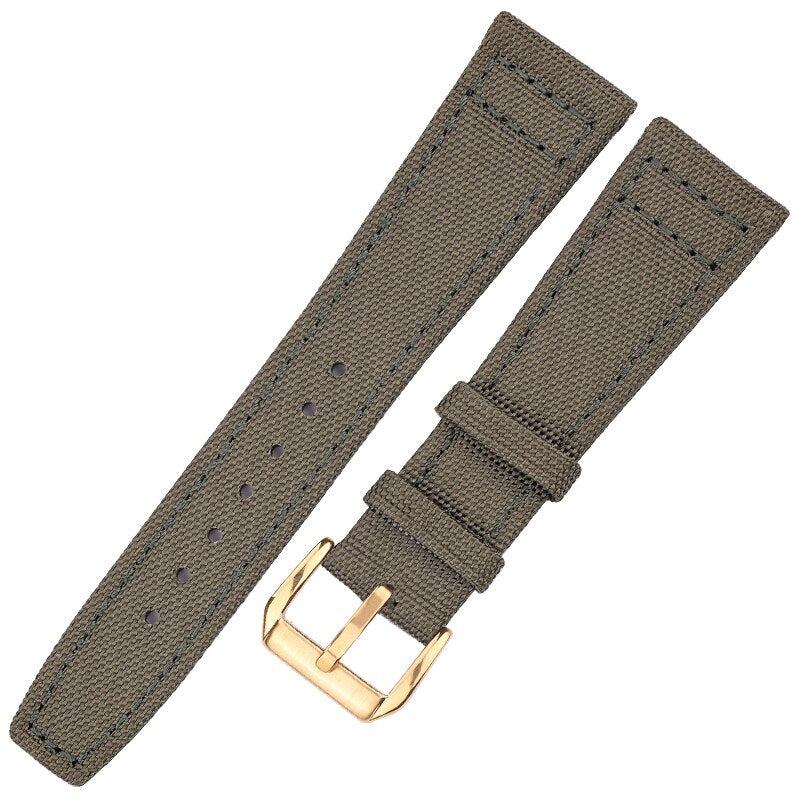Canvas Nylon + Echtes Leder Armband 20mm 21mm 22mm Schwarz Grün Blau Damen Herren Uhrenarmband mit Dornschließe