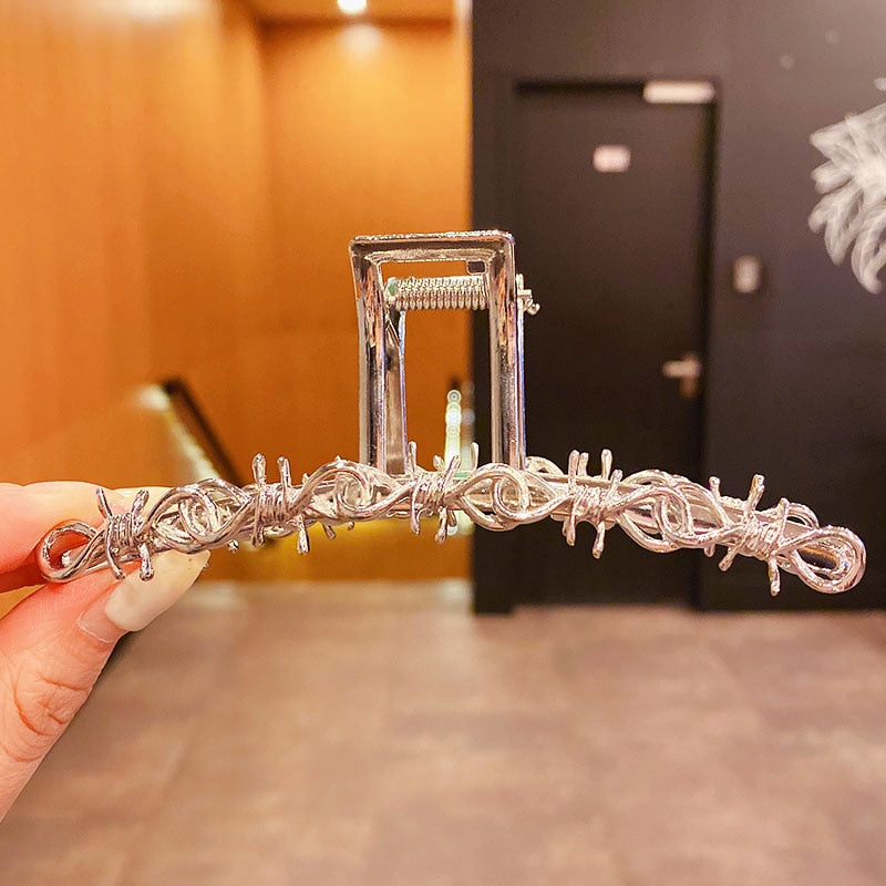 Elegante Gold Silber Hohl Geometrische Metall Haar Klaue Für Frauen Lange Dicke Haar Halter Haar Klaue Clip Mode Haar Zubehör