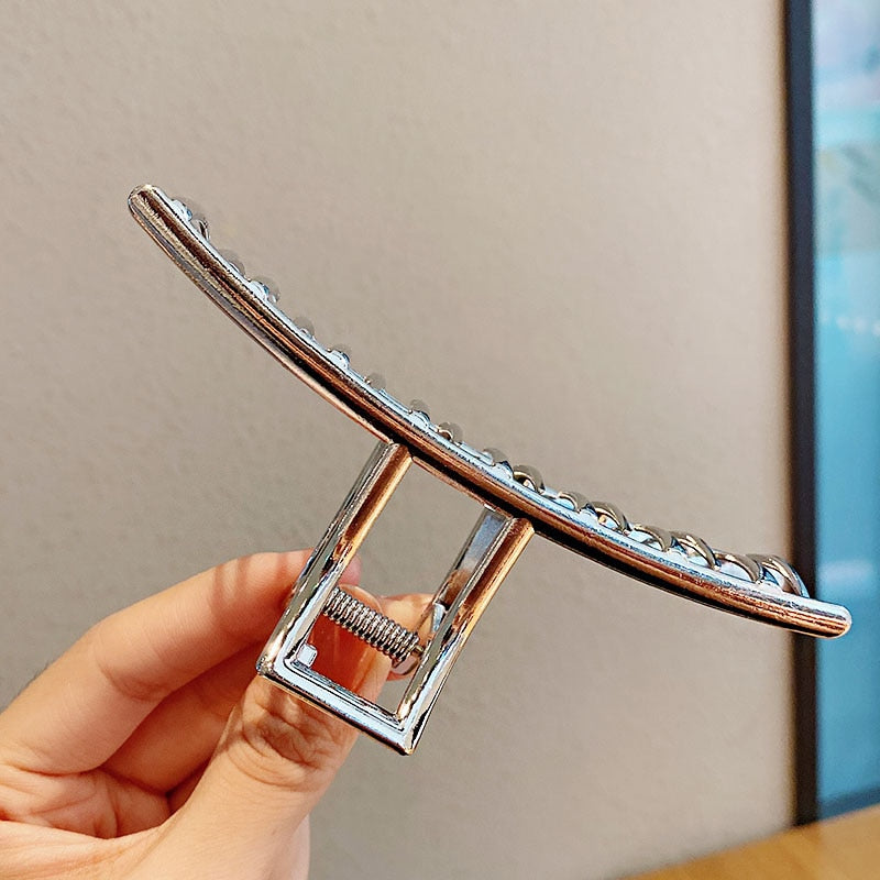 Elegante Gold Silber Hohl Geometrische Metall Haar Klaue Für Frauen Lange Dicke Haar Halter Haar Klaue Clip Mode Haar Zubehör