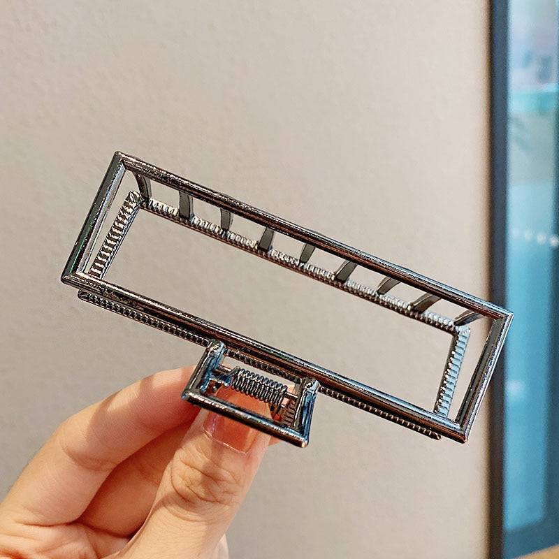 Elegante Gold Silber Hohl Geometrische Metall Haar Klaue Für Frauen Lange Dicke Haar Halter Haar Klaue Clip Mode Haar Zubehör