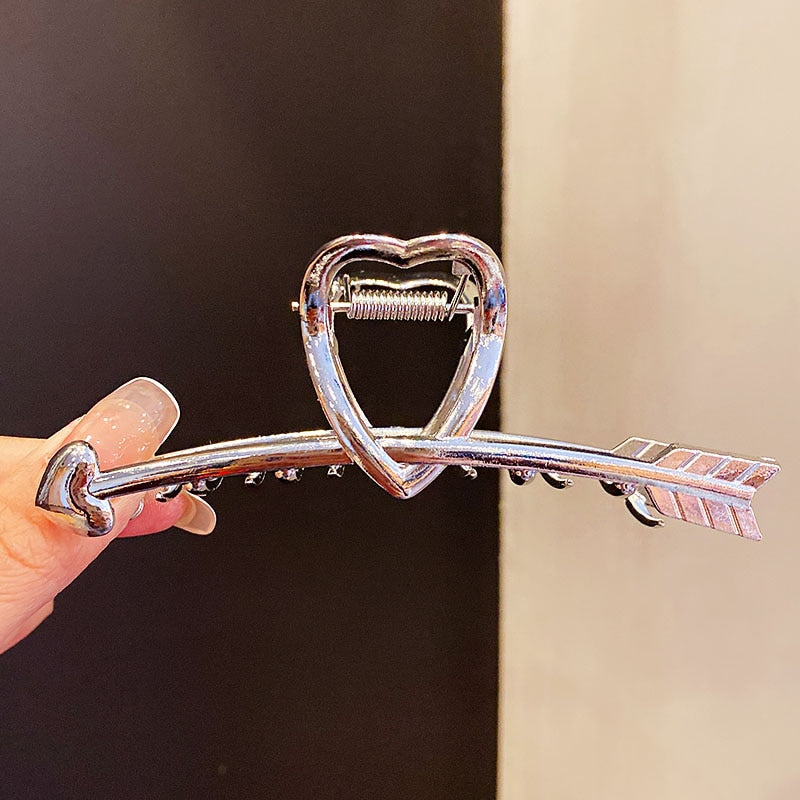 Elegante Gold Silber Hohl Geometrische Metall Haar Klaue Für Frauen Lange Dicke Haar Halter Haar Klaue Clip Mode Haar Zubehör