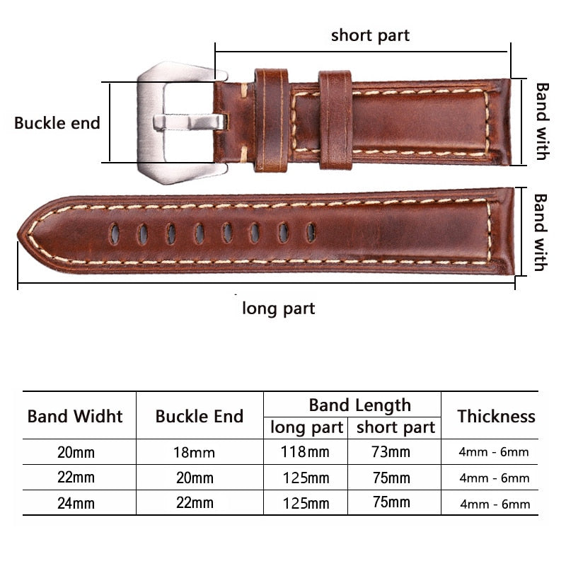 Echtes Leder Uhrenarmband 20mm 22mm 24mm Dunkelbraun Damen Herren Rindsleder Uhrenarmband Uhrenzubehör