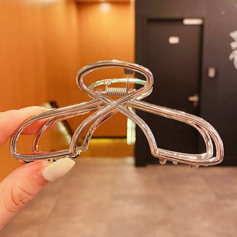 Elegante Gold Silber Hohl Geometrische Metall Haar Klaue Für Frauen Lange Dicke Haar Halter Haar Klaue Clip Mode Haar Zubehör