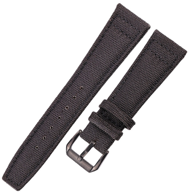 Canvas Nylon + Echtes Leder Armband 20mm 21mm 22mm Schwarz Grün Blau Damen Herren Uhrenarmband mit Dornschließe