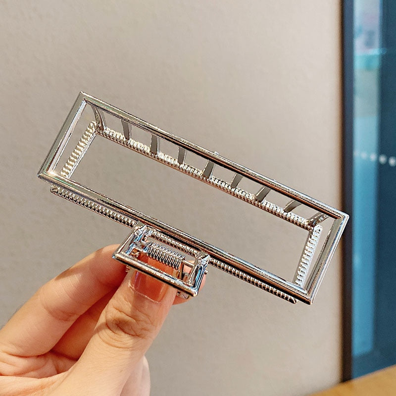 Elegante Gold Silber Hohl Geometrische Metall Haar Klaue Für Frauen Lange Dicke Haar Halter Haar Klaue Clip Mode Haar Zubehör