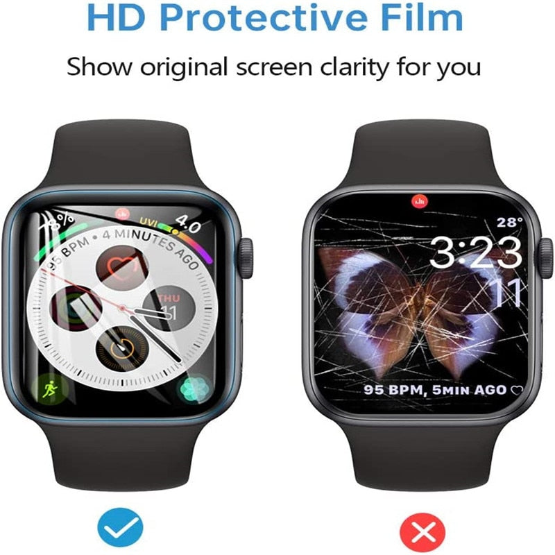 Displayschutzfolie, transparent, vollständiger Schutzfilm für Apple Watch 8, 7, 6 SE, 5, 4, 45 mm, 41 mm, 40 mm, 44 mm, kein Glas für iWatch 3, 2, 38 mm, 42 mm
