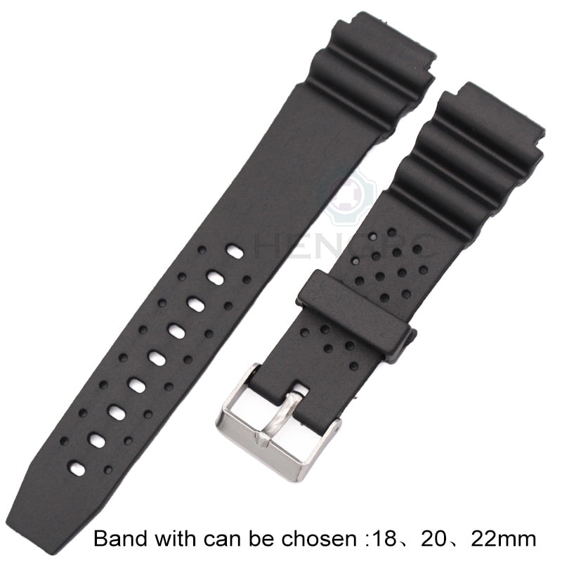 Silikon Gummi Uhrenarmband Männer Schwarz Sport Tauchen Uhrenarmbänder Edelstahl Dornschließe Uhrenzubehör