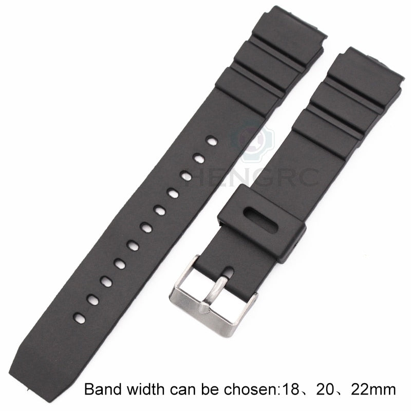 Silikon Gummi Uhrenarmband Männer Schwarz Sport Tauchen Uhrenarmbänder Edelstahl Dornschließe Uhrenzubehör
